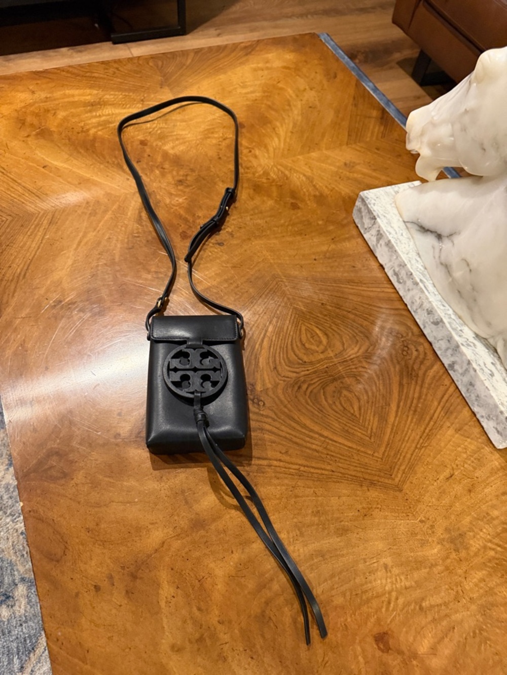 Tory Burch Black Leather Crossbody Phone Bag - Picture 2 of 12